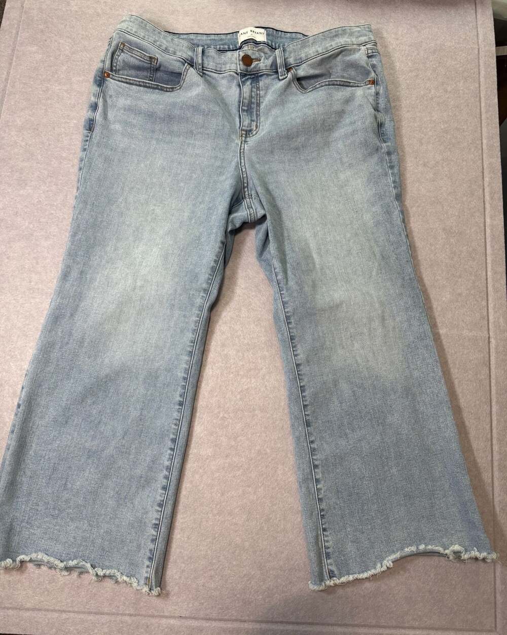 Lane Bryant Light Blue Raw Hem Flared High-Rise Jeans